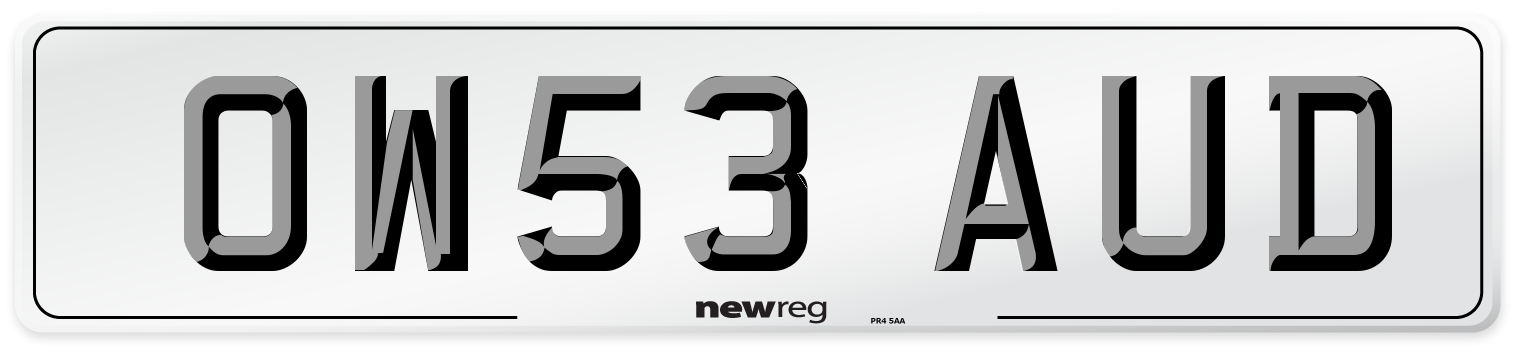 OW53 AUD Number Plate from New Reg